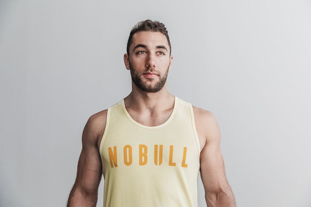 NOBULL Men's Tank Tops - Vanilla - Ireland (8420XEPCT)